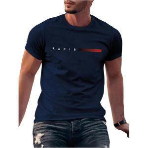 imageSOLY HUX Mens Letter Print Short Sleeve T Shirt Round Neck Summer Casual Tee TopsDark Blue Letter