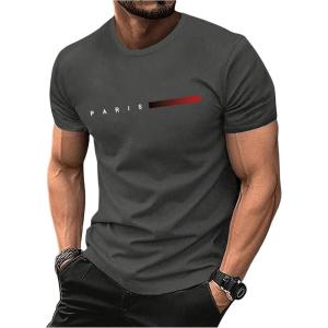 imageSOLY HUX Mens Letter Print Short Sleeve T Shirt Round Neck Summer Casual Tee TopsDark Grey Letter