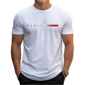 imageSOLY HUX Mens Letter Print Short Sleeve T Shirt Round Neck Summer Casual Tee TopsWhite Letter