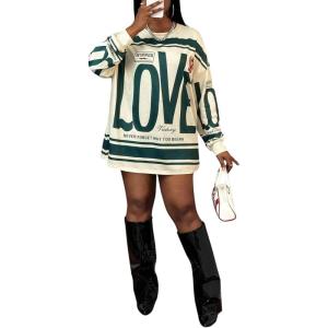 imageSOLY HUX Womens Retro Oversized TShirt Streetwear Long Sleeve Graphic Tees Printed Crewneck TopsBeige Multi