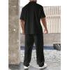 imageSOLY HUX Mens Plus Size 2 Piece Outfits Summer Short Sleeve Button Down Shirt and Pants SetPlain Black