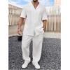 imageSOLY HUX Mens Plus Size 2 Piece Outfits Summer Short Sleeve Button Down Shirt and Pants SetPlain White