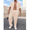 imageSOLY HUX Mens Plus Size 2 Piece Outfits Summer Short Sleeve Button Down Shirt and Pants SetPure Apricot