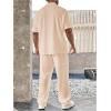imageSOLY HUX Mens Plus Size 2 Piece Outfits Summer Short Sleeve Button Down Shirt and Pants SetPure Apricot