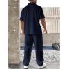 imageSOLY HUX Mens Plus Size 2 Piece Outfits Summer Short Sleeve Button Down Shirt and Pants SetPure Dark Blue