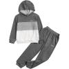 imageSOLY HUX Boys 2 Piece Outfits Color Block Letter Print Long Sleeve Hoodie and Sweatpants SetMulticoloured Letter