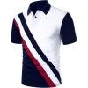 imageSOLY HUX Mens Collared Shirts Short Sleeve Business Casual Work T Shirt Color Block Golf Tennis Summer Tops Multicoloured Medium