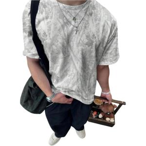 imageSOLY HUX Mens Camo T Shirt Short Sleeve Maple Leaf Print Vintage Tees Summer Tops StreetwearLight Grey Maple Leaf