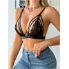 imageSOLY HUX Womens Lace Bralette Front Closure Bras Wireless Cutout Deep V Triangle Sexy Lace BraPure Black
