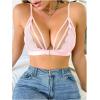 imageSOLY HUX Womens Lace Bralette Front Closure Bras Wireless Cutout Deep V Triangle Sexy Lace BraPure Pink