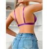 imageSOLY HUX Womens Lace Bralette Front Closure Bras Wireless Cutout Deep V Triangle Sexy Lace BraPure Purple