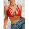 imageSOLY HUX Womens Lace Bralette Front Closure Bras Wireless Cutout Deep V Triangle Sexy Lace BraPure Red