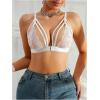 imageSOLY HUX Womens Lace Bralette Front Closure Bras Wireless Cutout Deep V Triangle Sexy Lace BraPure White