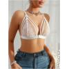 imageSOLY HUX Womens Lace Bralette Front Closure Bras Wireless Cutout Deep V Triangle Sexy Lace BraPure White