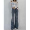 imageSOLY HUX Womens Low Rise Flare Leg Stretchy Denim Pants Y2k Going Out Bell Bottom JeansPlain Dark Blue