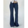 imageSOLY HUX Womens Low Rise Flare Leg Stretchy Denim Pants Y2k Going Out Bell Bottom JeansPlain Deep Blue