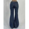 imageSOLY HUX Womens Low Rise Flare Leg Stretchy Denim Pants Y2k Going Out Bell Bottom JeansPlain Deep Blue