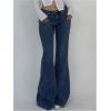 imageSOLY HUX Womens Low Rise Flare Leg Stretchy Denim Pants Y2k Going Out Bell Bottom JeansPlain Deep Blue