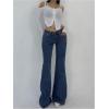 imageSOLY HUX Womens Low Rise Flare Leg Stretchy Denim Pants Y2k Going Out Bell Bottom JeansPlain Deep Blue