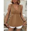 imageSOLY HUX Womens Peplum Tank Top Twist Front V Neck Sleeveless Babydoll Summer Going Out TopsPlain Brown