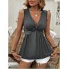 imageSOLY HUX Womens Peplum Tank Top Twist Front V Neck Sleeveless Babydoll Summer Going Out TopsPlain Dark Grey