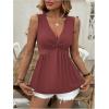 imageSOLY HUX Womens Peplum Tank Top Twist Front V Neck Sleeveless Babydoll Summer Going Out TopsPlain Red