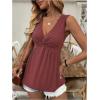 imageSOLY HUX Womens Peplum Tank Top Twist Front V Neck Sleeveless Babydoll Summer Going Out TopsPlain Red