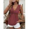 imageSOLY HUX Womens Peplum Tank Top Twist Front V Neck Sleeveless Babydoll Summer Going Out TopsPlain Red