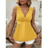 imageSOLY HUX Womens Peplum Tank Top Twist Front V Neck Sleeveless Babydoll Summer Going Out TopsPlain Yellow