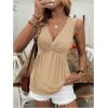 imageSOLY HUX Womens Peplum Tank Top Twist Front V Neck Sleeveless Babydoll Summer Going Out TopsSolid Apricot