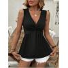 imageSOLY HUX Womens Peplum Tank Top Twist Front V Neck Sleeveless Babydoll Summer Going Out TopsSolid Black