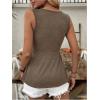 imageSOLY HUX Womens Peplum Tank Top Twist Front V Neck Sleeveless Babydoll Summer Going Out TopsSolid Coffee Brown