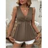 imageSOLY HUX Womens Peplum Tank Top Twist Front V Neck Sleeveless Babydoll Summer Going Out TopsSolid Coffee Brown