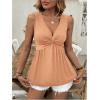 imageSOLY HUX Womens Peplum Tank Top Twist Front V Neck Sleeveless Babydoll Summer Going Out TopsSolid Orange