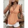 imageSOLY HUX Womens Peplum Tank Top Twist Front V Neck Sleeveless Babydoll Summer Going Out TopsSolid Orange