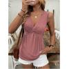 imageSOLY HUX Womens Peplum Tank Top Twist Front V Neck Sleeveless Babydoll Summer Going Out TopsSolid Redwood