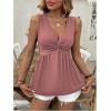 imageSOLY HUX Womens Peplum Tank Top Twist Front V Neck Sleeveless Babydoll Summer Going Out TopsSolid Redwood
