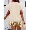 imageSOLY HUX Womens Plus Size 2 Piece Outfits Summer Printed Short Sleeve Blouse Tops and Shorts SetApricot Leaf