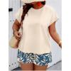 imageSOLY HUX Womens Plus Size 2 Piece Outfits Summer Printed Short Sleeve Blouse Tops and Shorts SetApricot Tropical
