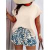 imageSOLY HUX Womens Plus Size 2 Piece Outfits Summer Printed Short Sleeve Blouse Tops and Shorts SetApricot Tropical