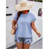 imageSOLY HUX Womens Plus Size 2 Piece Outfits Summer Printed Short Sleeve Blouse Tops and Shorts SetBlue Tropical