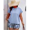 imageSOLY HUX Womens Plus Size 2 Piece Outfits Summer Printed Short Sleeve Blouse Tops and Shorts SetBlue Tropical