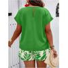 imageSOLY HUX Womens Plus Size 2 Piece Outfits Summer Printed Short Sleeve Blouse Tops and Shorts SetGreen Leaf