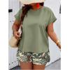 imageSOLY HUX Womens Plus Size 2 Piece Outfits Summer Printed Short Sleeve Blouse Tops and Shorts SetGreen Printed