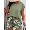 imageSOLY HUX Womens Plus Size 2 Piece Outfits Summer Printed Short Sleeve Blouse Tops and Shorts SetGreen Printed