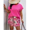 imageSOLY HUX Womens Plus Size 2 Piece Outfits Summer Printed Short Sleeve Blouse Tops and Shorts SetHotpink Printed
