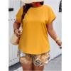 imageSOLY HUX Womens Plus Size 2 Piece Outfits Summer Printed Short Sleeve Blouse Tops and Shorts SetMustard Yellow Tribal