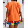 imageSOLY HUX Womens Plus Size 2 Piece Outfits Summer Printed Short Sleeve Blouse Tops and Shorts SetOrange Printed