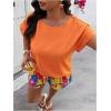 imageSOLY HUX Womens Plus Size 2 Piece Outfits Summer Printed Short Sleeve Blouse Tops and Shorts SetOrange Printed