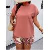 imageSOLY HUX Womens Plus Size 2 Piece Outfits Summer Printed Short Sleeve Blouse Tops and Shorts SetPink Printed